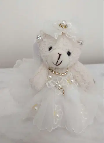 화이트 곰 웨딩 봉제 인형 키체인