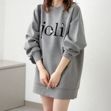 chico 치코 종이상자 플로키 프린트 맨투맨 그레이 트레이닝복