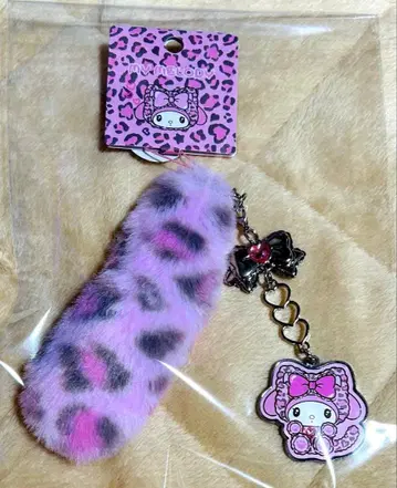 [택 포함 미사용] 마이멜로디 레오파드 무늬 퍼 키링 갸루 토끼 꼬리