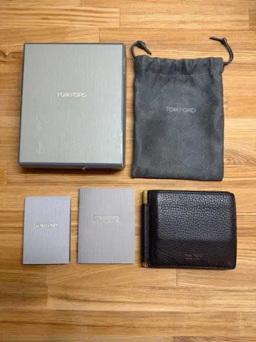 톰포드 2단 접이식 머니클립 지갑 다크 브라운