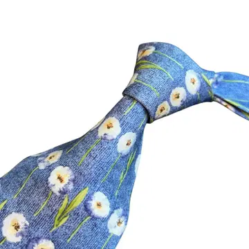 [ 새상품급 ] 던힐 최고급 실크 넥타이 보타니컬 스카이블루