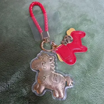 말 모양 스트랩 골드 컬러 가죽 택 포함