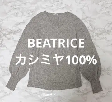 베아트리스 BEATRICE 캐시미어 100% V넥 니트 긴팔 38