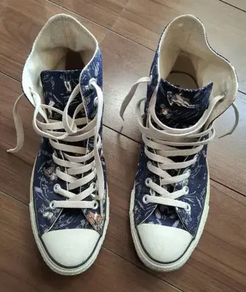 컨버스 올스타 하이컷 스니커즈 네이비 음악 패턴