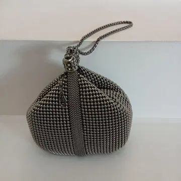 메탈 비즈 백 파티 백 빈티지 삼장 실버 비쥬