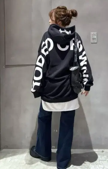 로데오 크라운 로고 후드티 원피스 BLACK