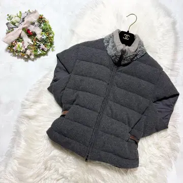 정품 새상품급 파비아나 필리피 옷깃 퍼 벨트 포함 반팔 다운 자켓