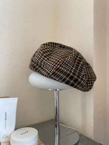 CA4LA 체크 무늬 베레모