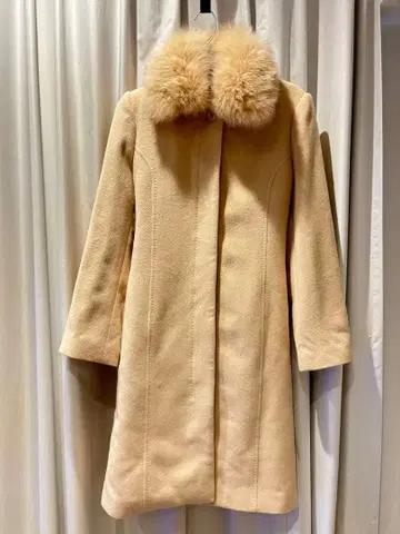 [ 새상품 ] 롱 코트 베이지 퍼 포함