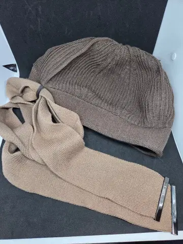 CA4LA 브라운 니트 모자 리본 참
