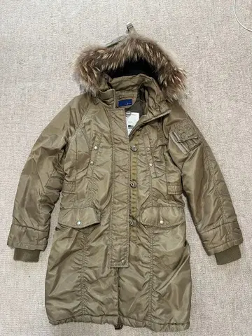 AVIREX 올리브색 후드 부착 모즈 코트 M 사이즈