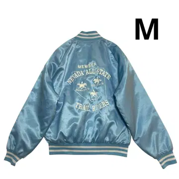 80s 90s USA제 충전솜 나일론 바시티 자켓 M 색스 블루 화이트