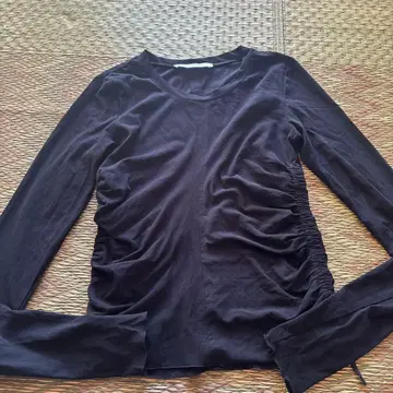 ESTNATION 블랙 긴팔 T셔츠 개더 포함