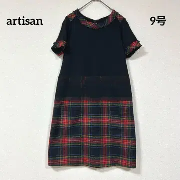 artisan 체크 무늬 패치워크 무릎 기장 원피스 9호