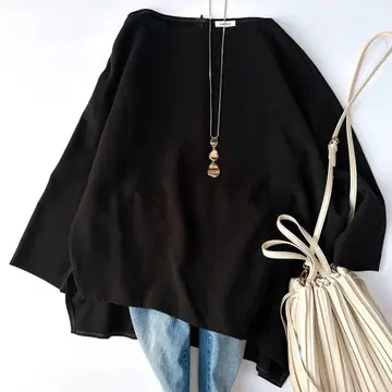 새상품급 엔폴드 비대칭 보트넥 풀오버 블랙 38 변형