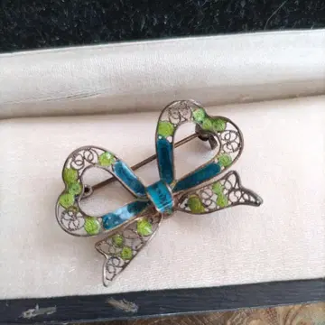 800 필리그리 에나멜 리본 브로치 SILVER