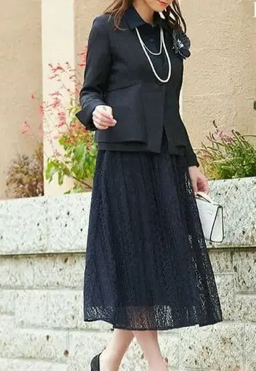 루일 에 부티크 네이비 레이스 원피스 + 자켓 M 셋업