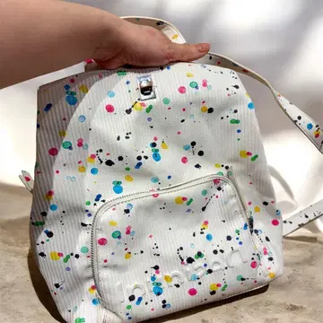 데시구알 컬러풀 도트 화이트 백팩