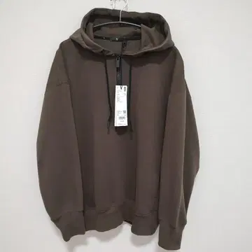 유니클로 +J 드라이 맨투맨 하프 지퍼 후드티 올리브 S