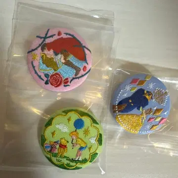 디즈니 자수 배지 푸우, 미녀와 야수, 잠자는 숲속의 미녀