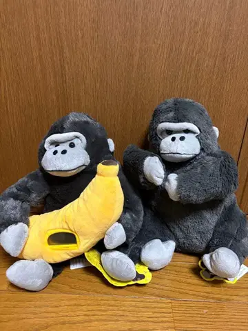 우호우호 고릴라 고리군 봉제 인형 바나나 부착 시계