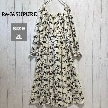 Re-j&SUPURE 백 레이스업 꽃무늬 원피스 긴팔