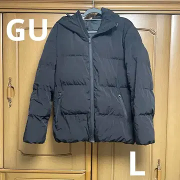 GU 블랙 다운 자켓 후드 부착