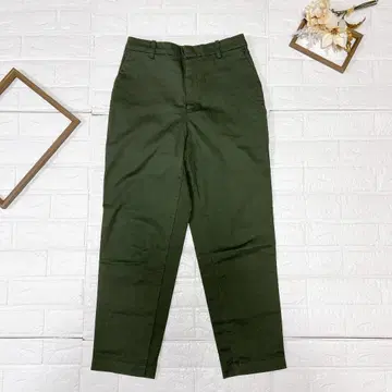 UNIQLO 다크 그린 여성용 팬츠 M 허리밴딩 면 혼방