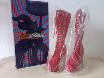 할인 중 미사용 PLEASER 빨간색 에나멜 롱 부츠