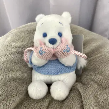 디즈니 스토어 푸우 봉제 인형 키체인 핑크 x 블루 윈터