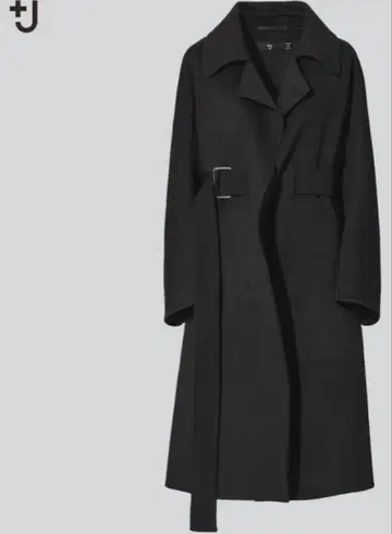 택 포함 새상품 유니클로 +J 캐시미어 블렌드 랩 롱 코트 M 블랙