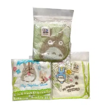 미사용 새상품 이웃집 토토로 타월 손수건 3개 세트 지브리 수국 자수