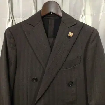 LARDINI 라르디니 다크 브라운 헤링본 더블 수트 42