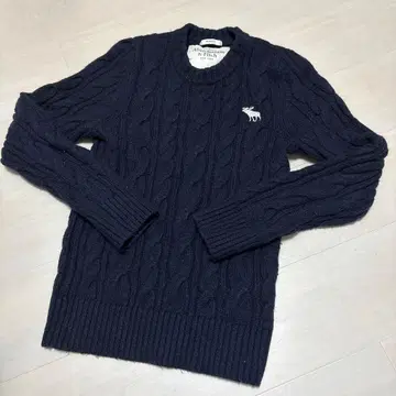 Abercrombie & Fitch 케이블 니트 S 네이비 아바클로