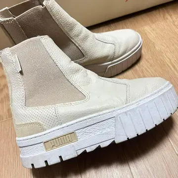 PUMA 첼시 부츠 사이드 고어 부츠 아이보리 통굽 화이트