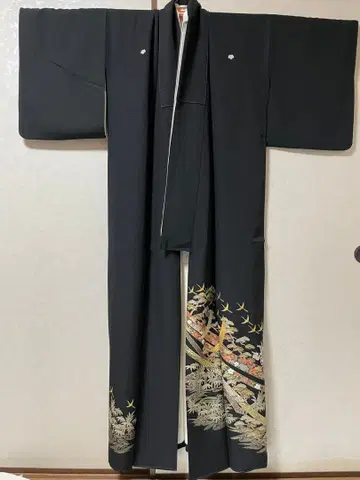 블랙 전모 기모노 금박