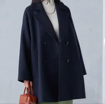 SHIPS SUPER170 멜톤 텐트라인 미디 코트 사이즈 36