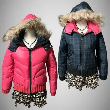 다운 자켓 리버서블 퍼 포함 Y2K 헤이세이 갸루 시크 스타일