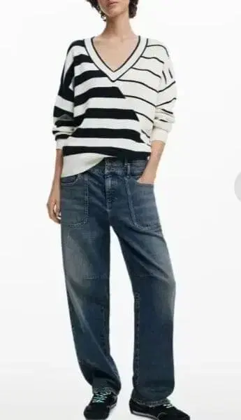 데시구알 면 보더 니트