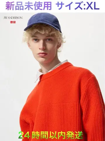 JW ANDERSON x UNIQLO 리브 크루넥 스웨터 ORANGE