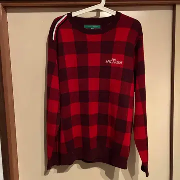 타미힐피거 체크 자카드 크루넥 니트 THMA571