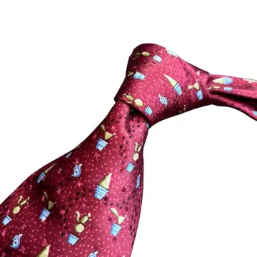 [새상품급] 던힐 최고급 실크 넥타이 와인 레드 올 패턴