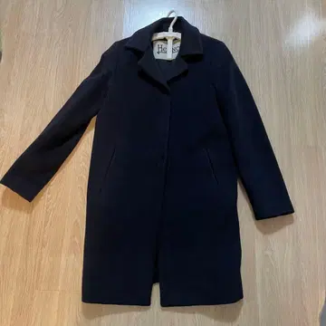 HERNO 블랙 체스터 코트 울 실크 혼방