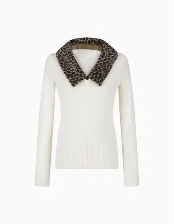 Bibiy CHER 레오파드 니트 화이트/레오파드