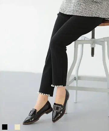 Fitmore 핏모아 밑단 펄 테이퍼드 팬츠 블랙 PS 사이즈