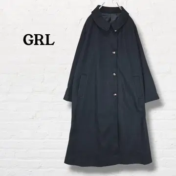 그레일 롱 코트 A라인 둥근 카라 [ S ] 블랙 걸리시