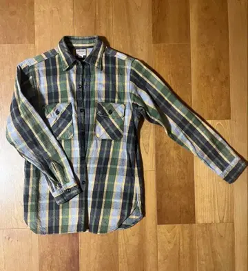 DUBBLEWORKS 긴팔 플란넬 셔츠 38 사이즈 그린 계열