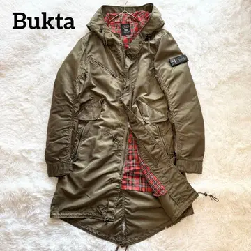[ Bukta ] 박타 후드 부착 밀리터리 코트 모즈 코트 체크 드로스트