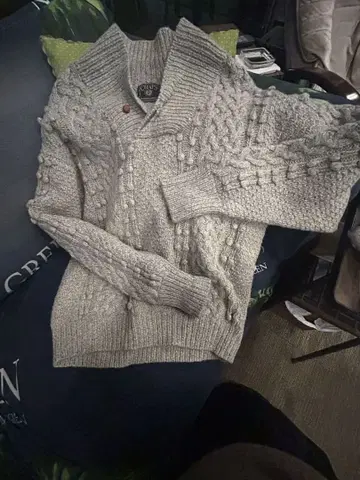 CHAPS 그레이 케이블 짜임 스웨터 모 100%