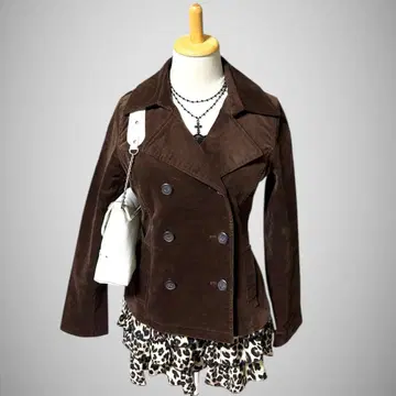 코트 자켓 코듀로이 벨로아 브라운 Y2K 모리걸 헤이세이 갸루